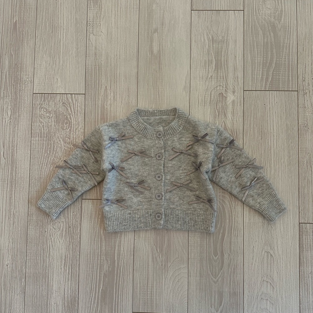 Gray Kids' Cardigan with Bows